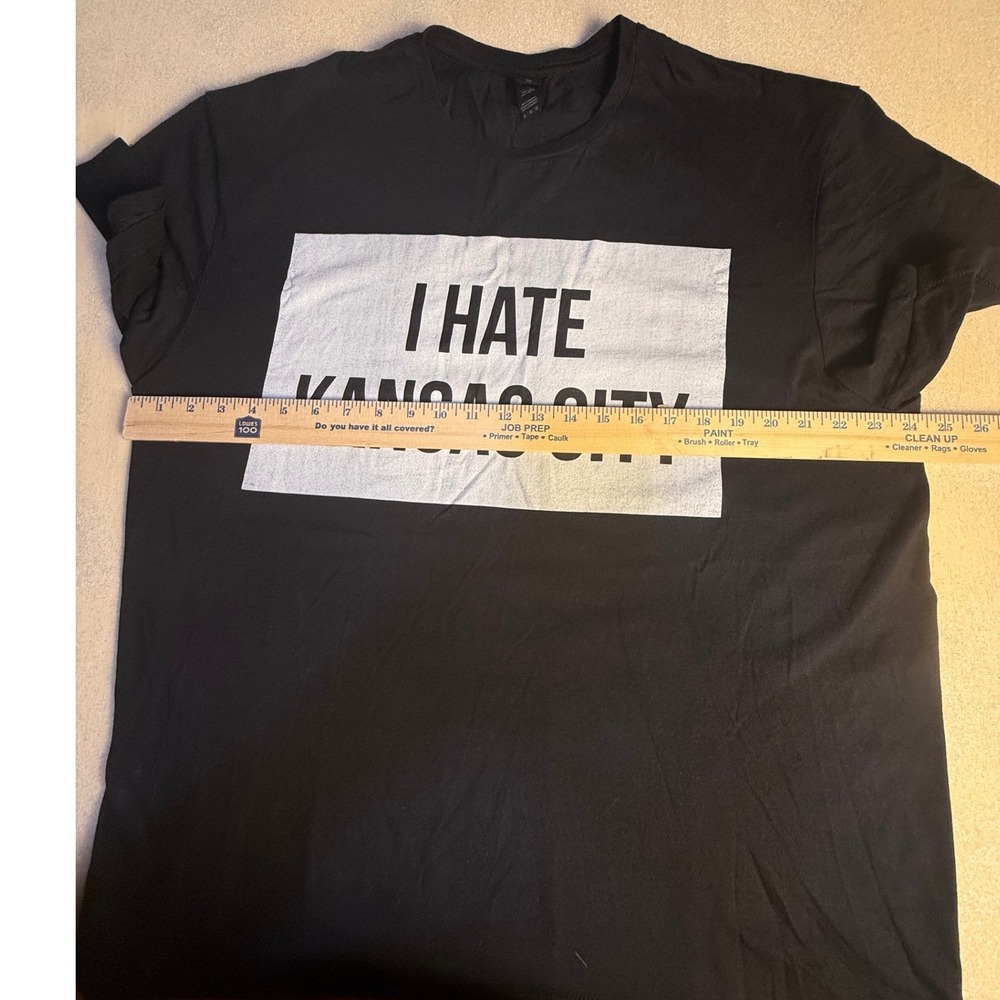 I Hate Kansas City Graphic T-Shirt Mens Black Short Sleeve Crewneck Tee XL - Picture 2 of 4